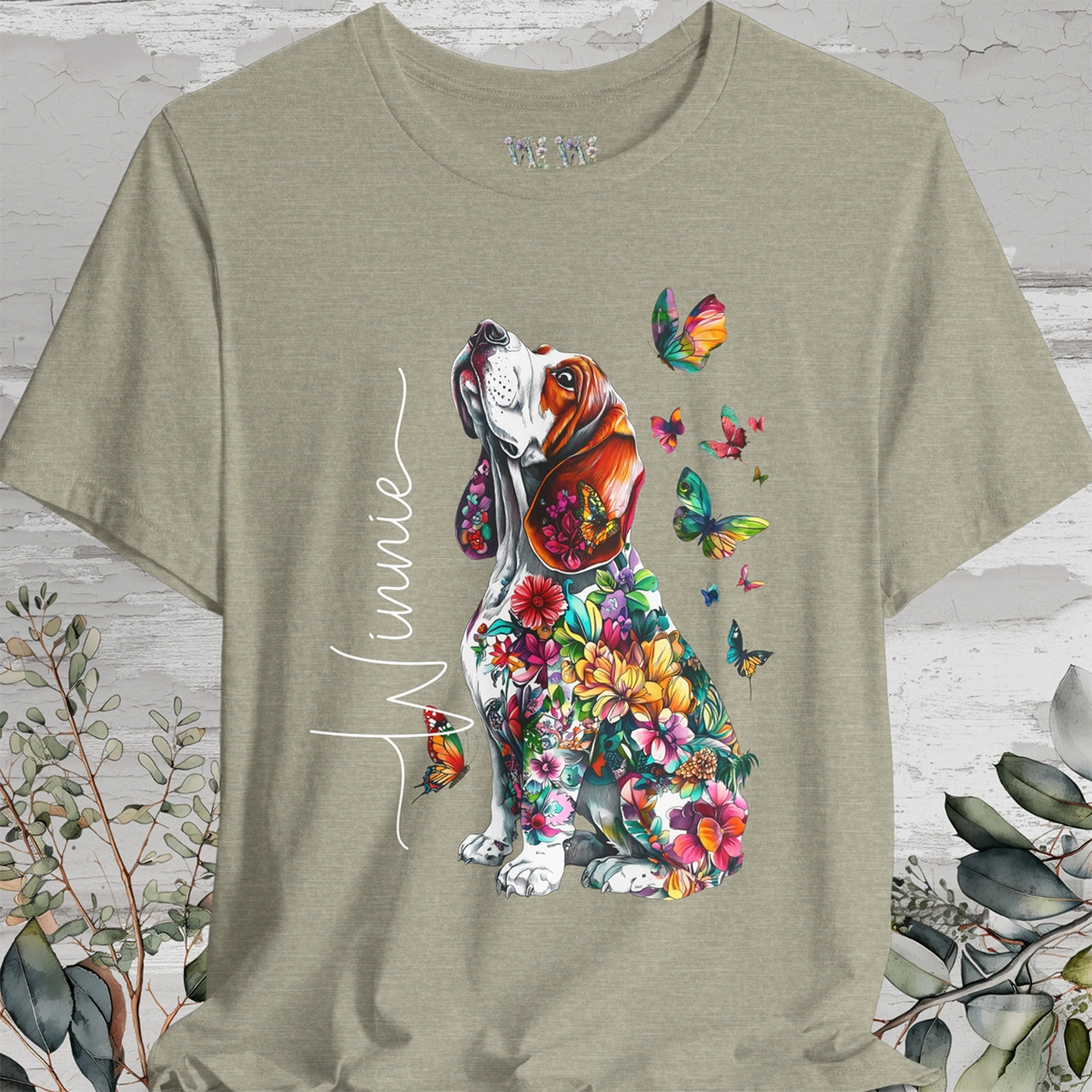 Basset Hound Floral Personalized T shirt