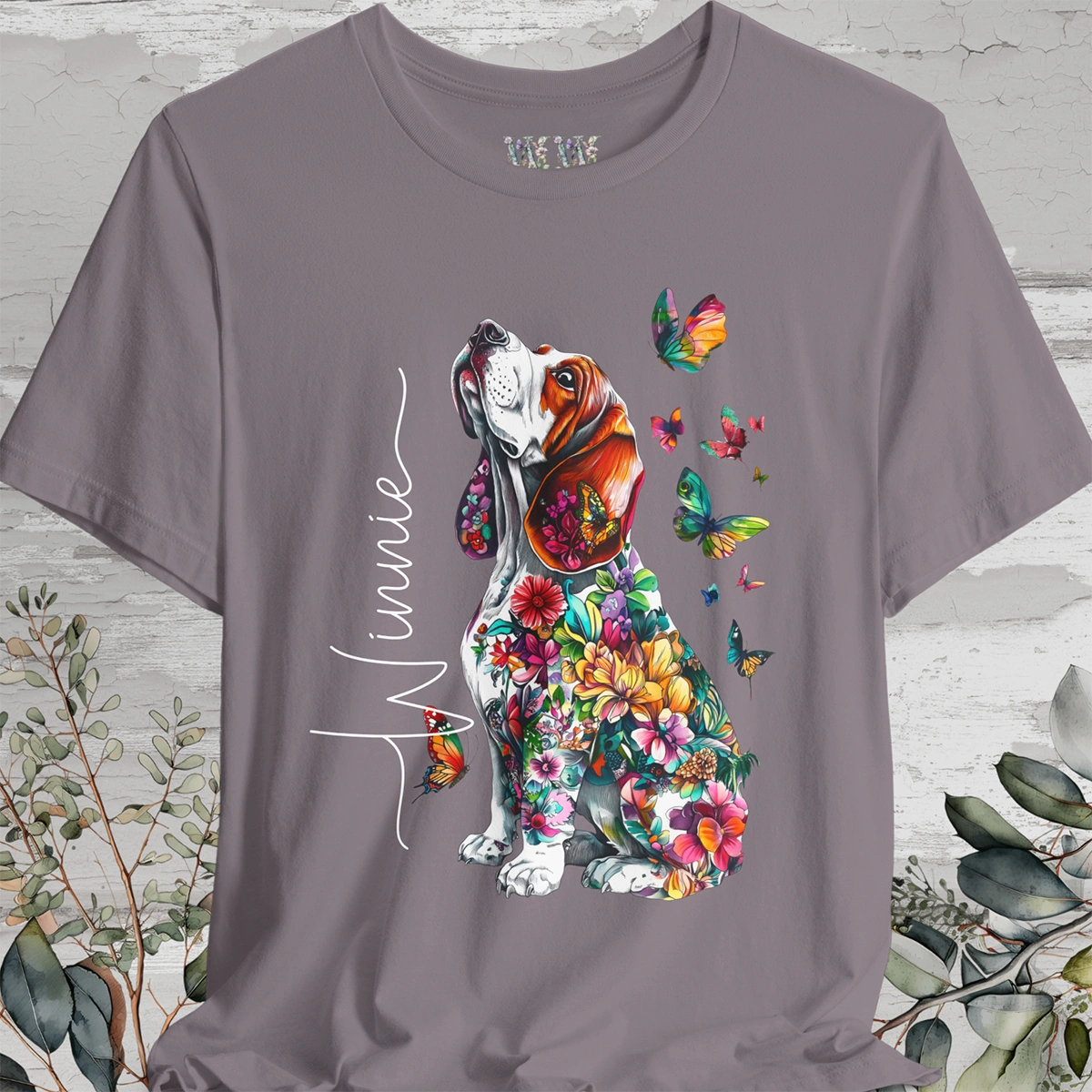 Basset Hound Floral Personalized T shirt