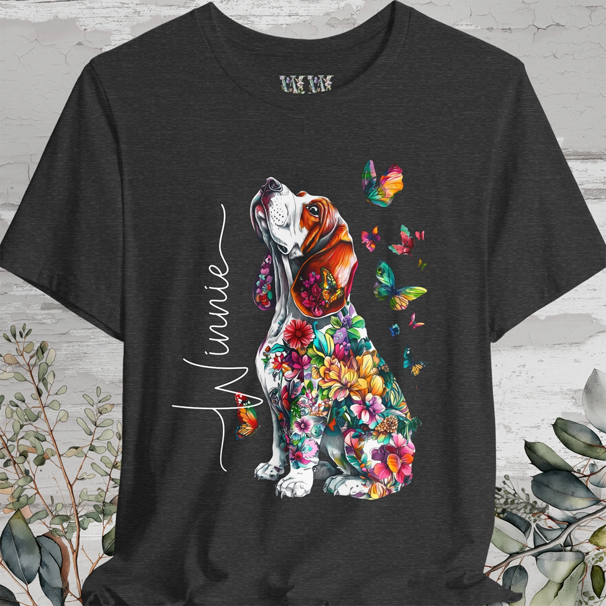 Basset Hound Floral Personalized T shirt