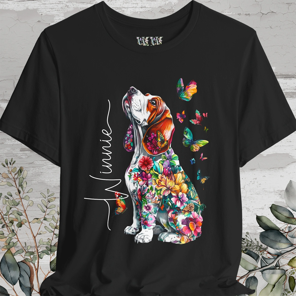 Basset Hound Floral Personalized T shirt