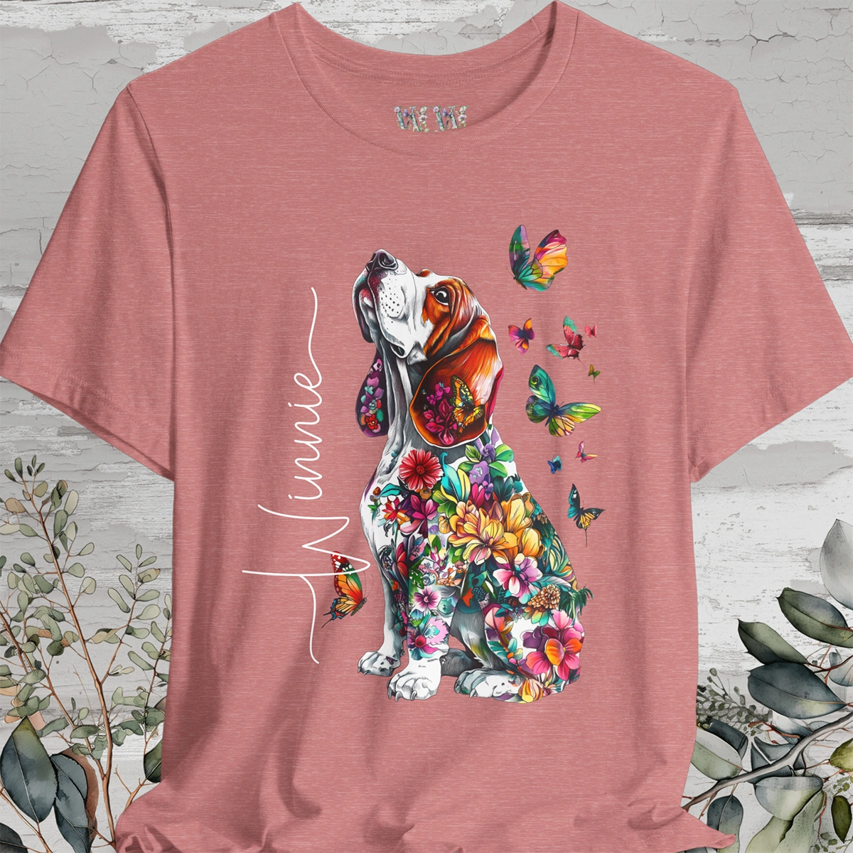 Basset Hound Floral Personalized T shirt