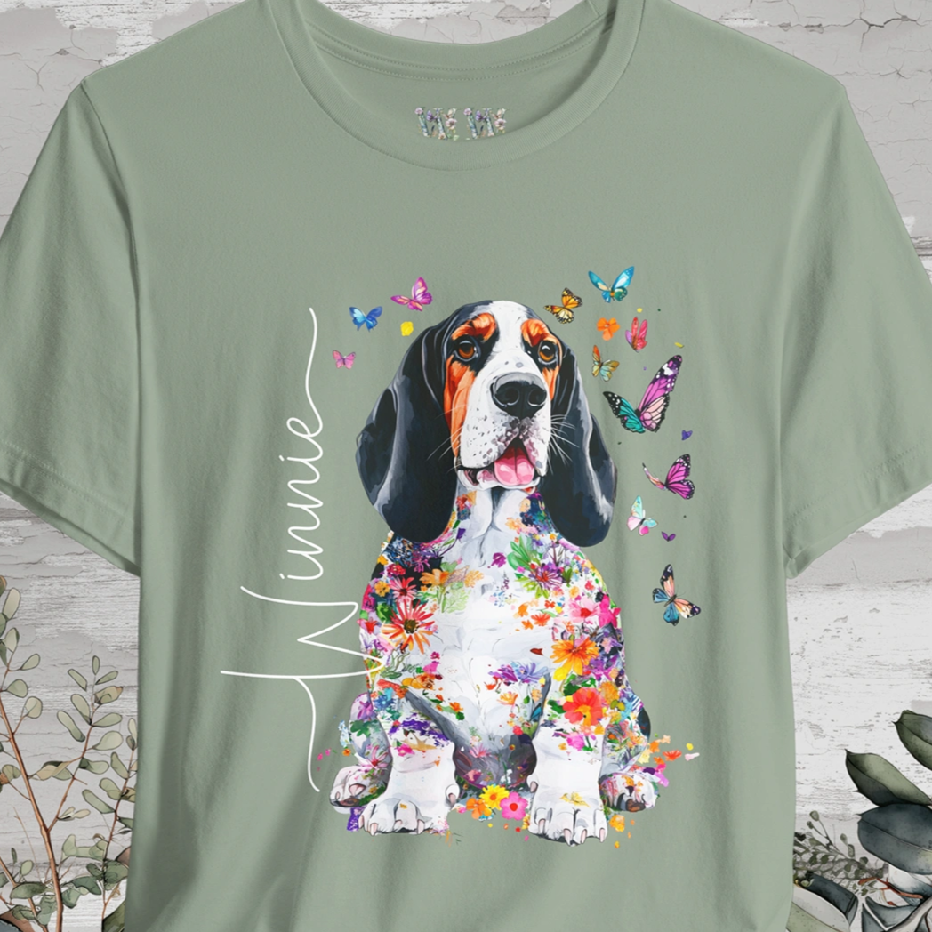 Basset Hound #4 Floral Personalized T shirt
