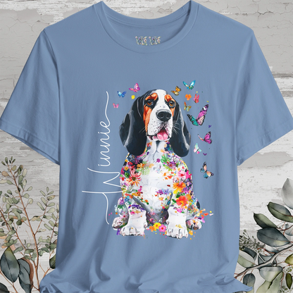 Basset Hound #4 Floral Personalized T shirt