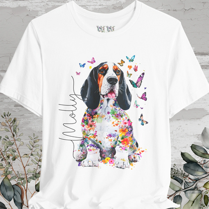 Basset Hound #4 Floral Personalized T shirt
