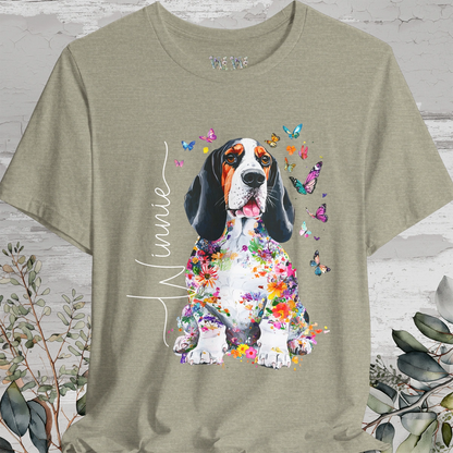 Basset Hound #4 Floral Personalized T shirt