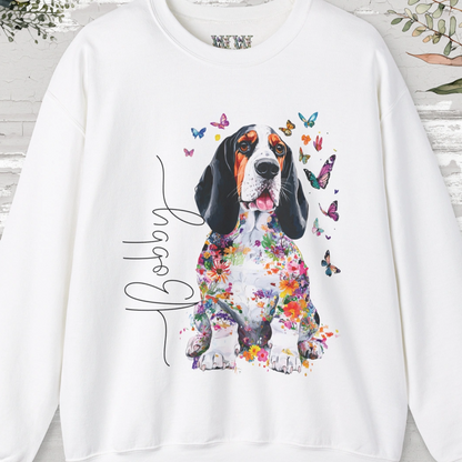 Basset Hound #1 Floral Personalised Sweatshirt