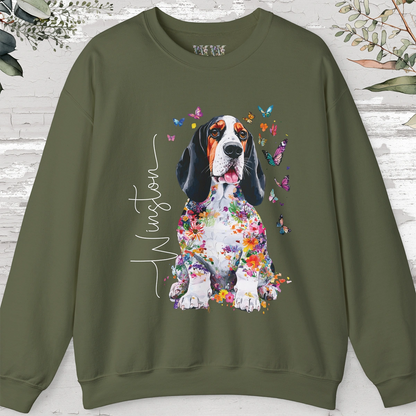 Basset Hound #1 Floral Personalised Sweatshirt