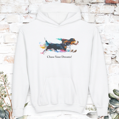 Basset Hound, Chase Your Dreams!  Youth Heavy Blend Hooded Sweatshirt