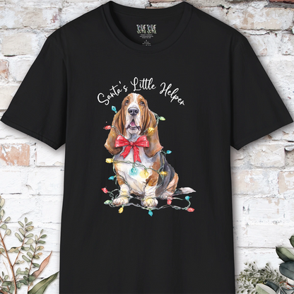 Basset Hound Santa's little helper, unisex T shirt