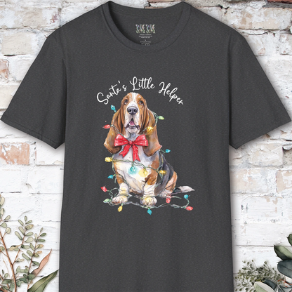 Basset Hound Santa's little helper, unisex T shirt
