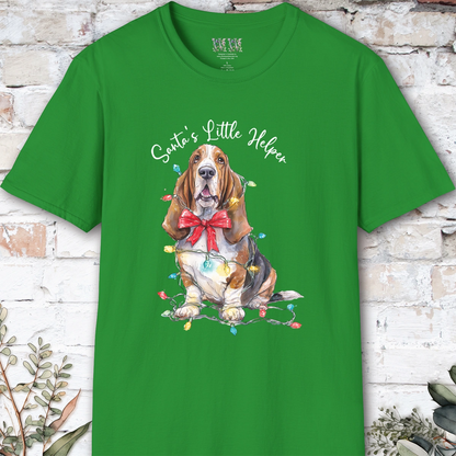 Basset Hound Santa's little helper, unisex T shirt