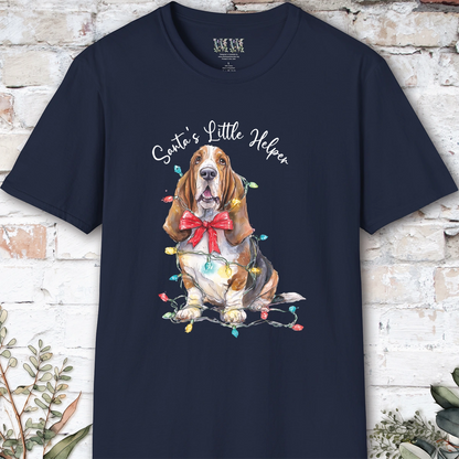 Basset Hound Santa's little helper, unisex T shirt