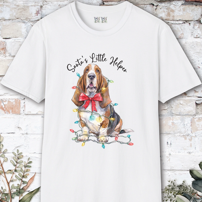 Basset Hound Santa's little helper, unisex T shirt