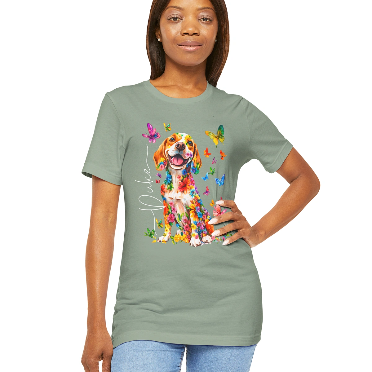 Beagle #1 Floral Personalized T shirt