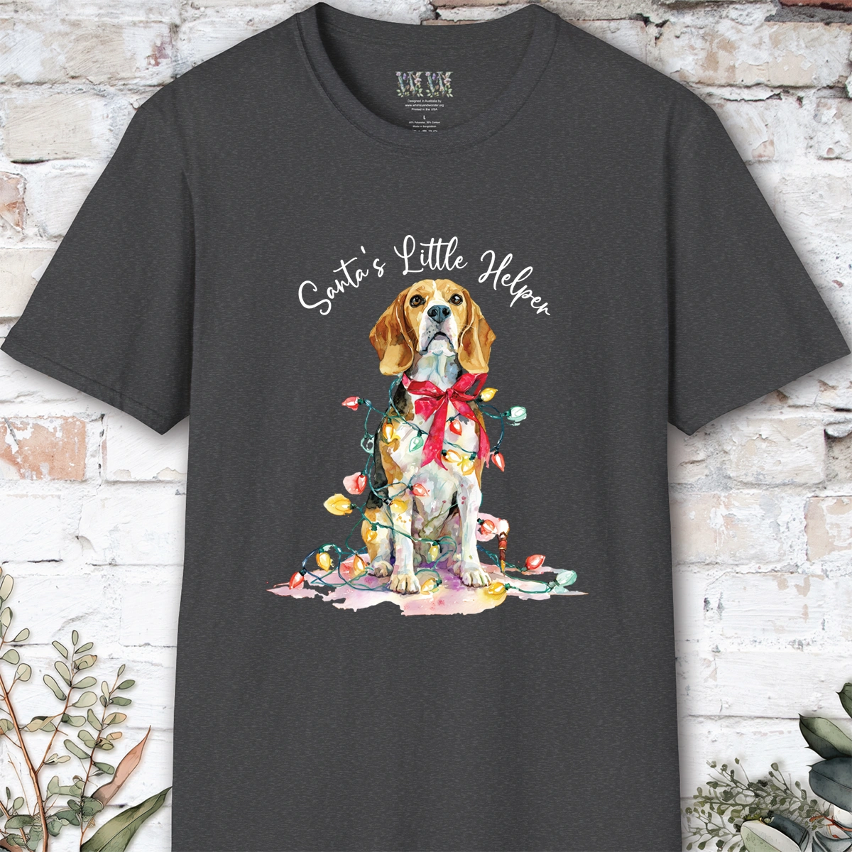 Beagle Santa's little helper, unisex T shirt