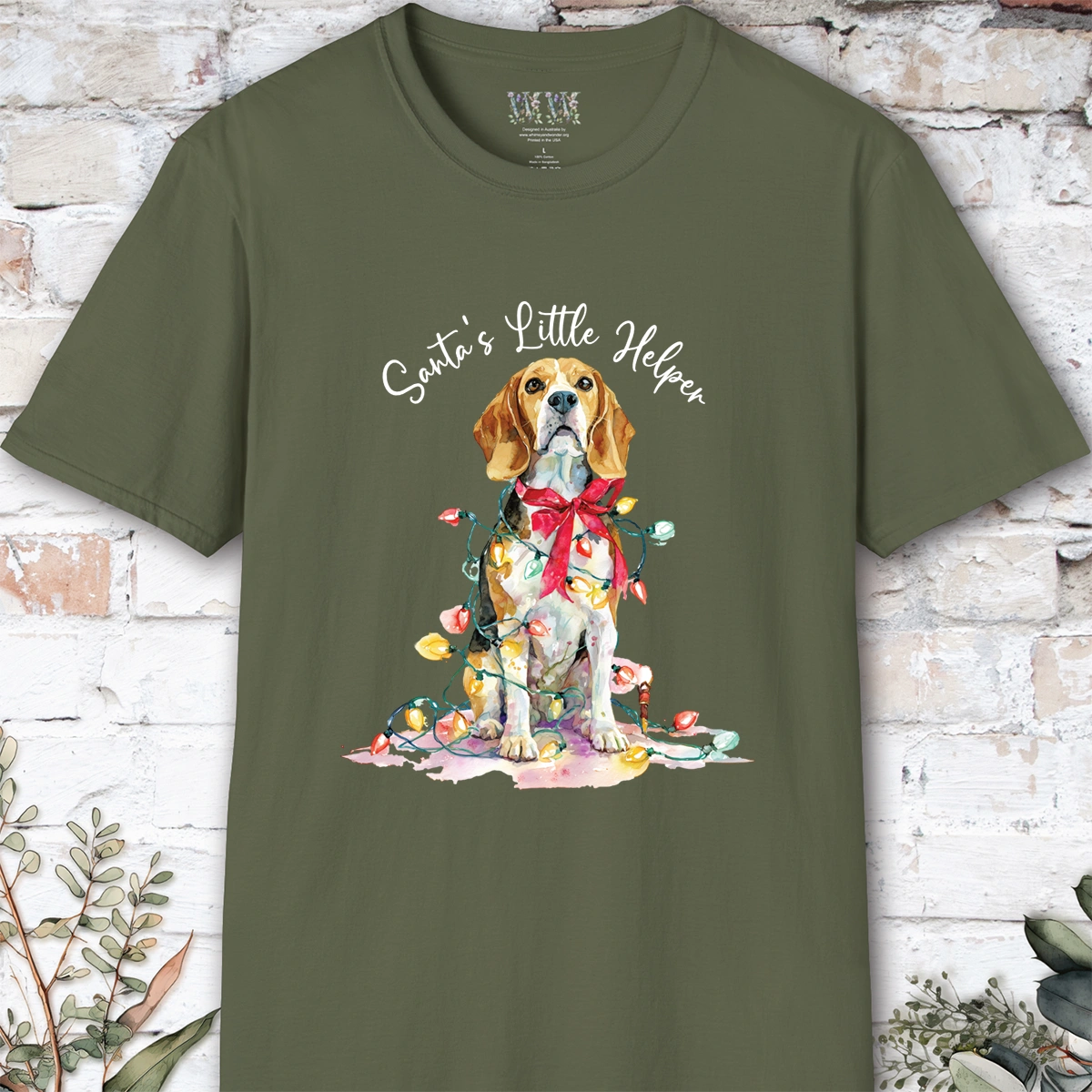 Beagle Santa's little helper, unisex T shirt