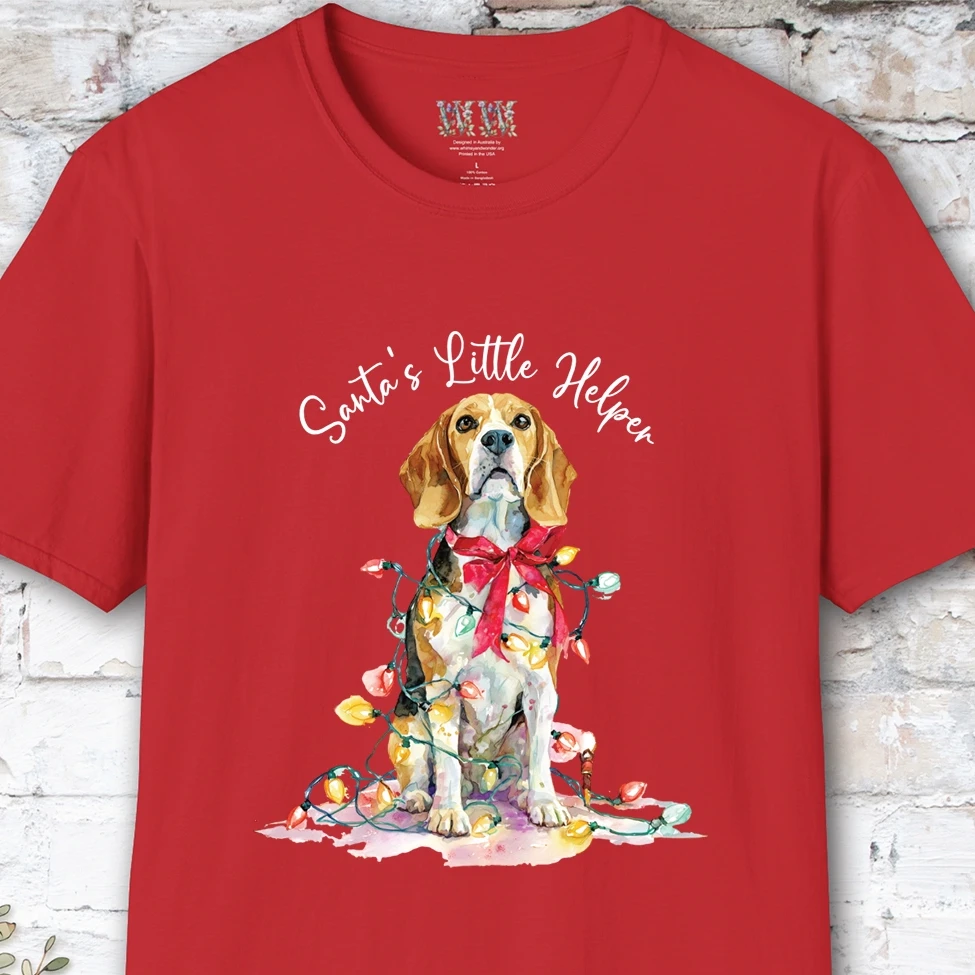 Beagle Santa's little helper, unisex T shirt
