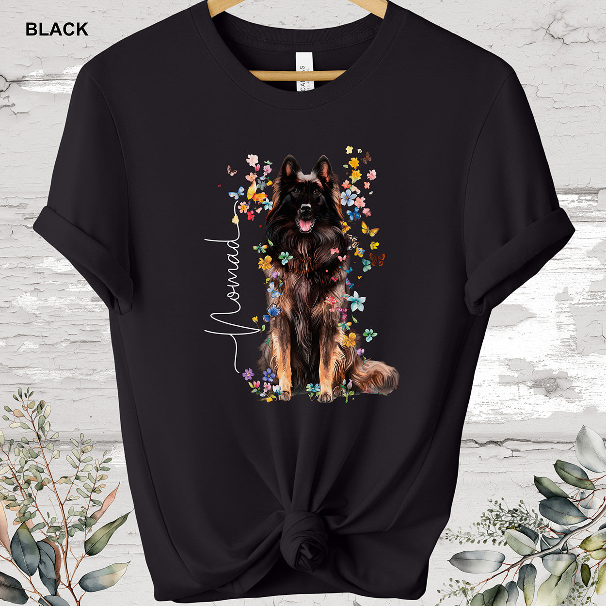 Belgian Tervuren Floral Personalized T shirt