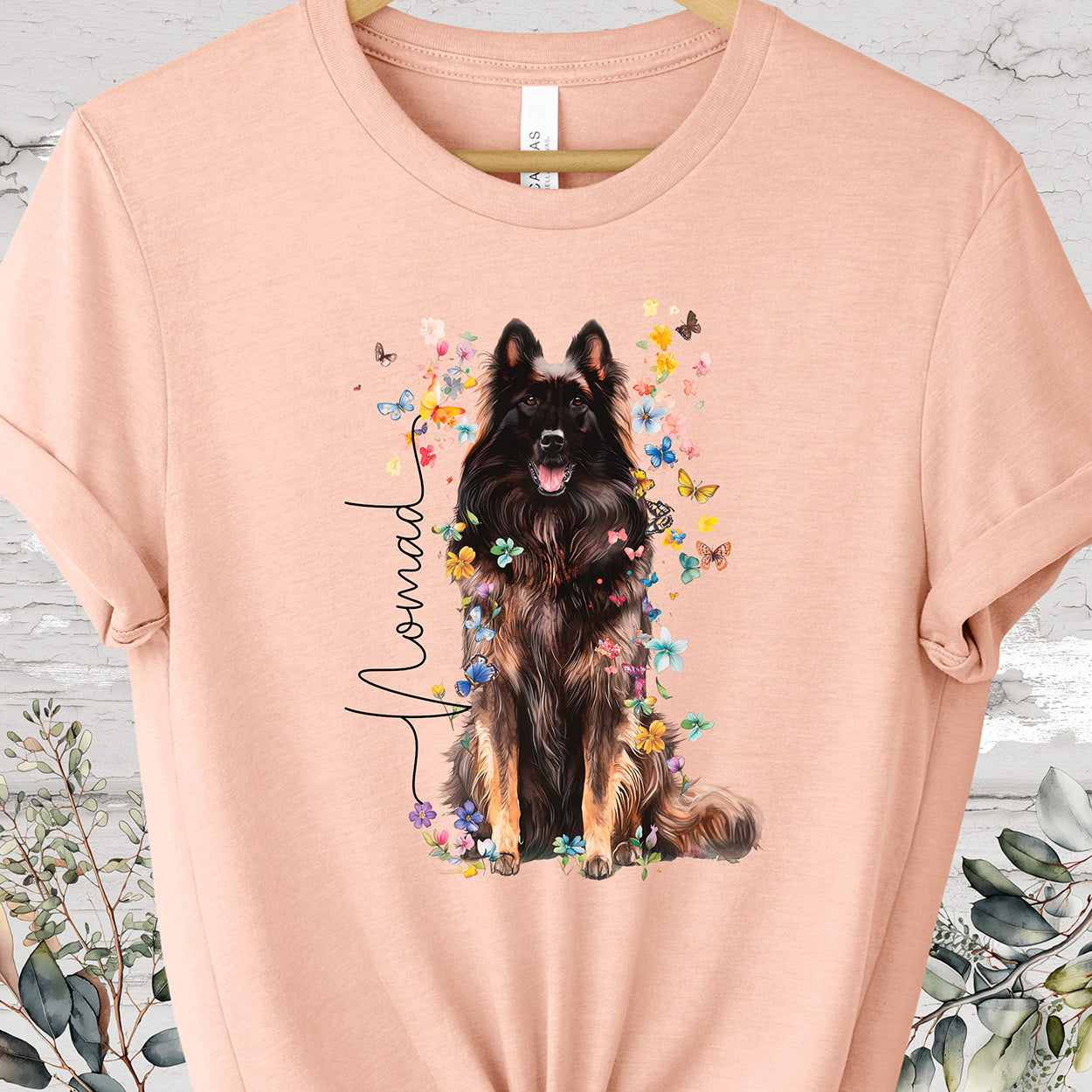 Belgian Tervuren Floral Personalized T shirt