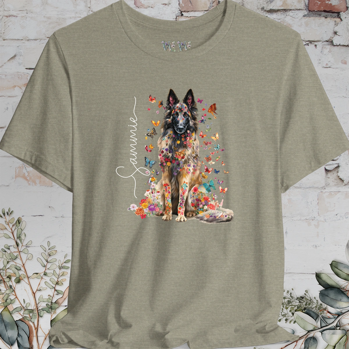 Belgian Tervuren #2 Floral Personalized T shirt