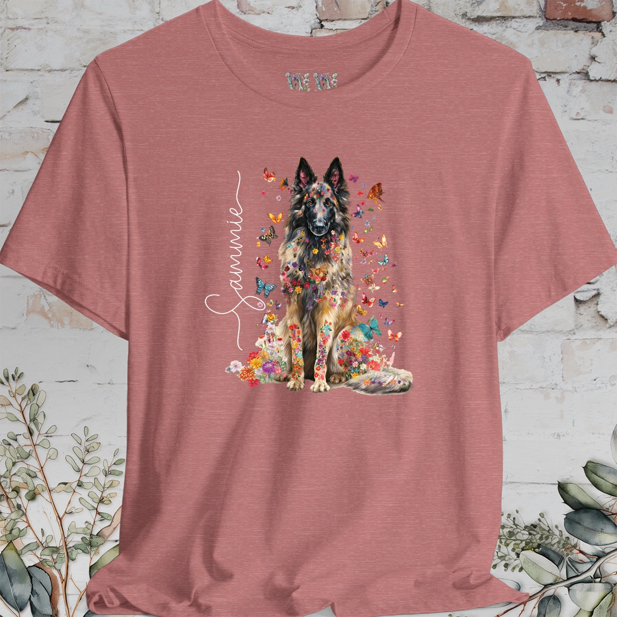 Belgian Tervuren #2 Floral Personalized T shirt