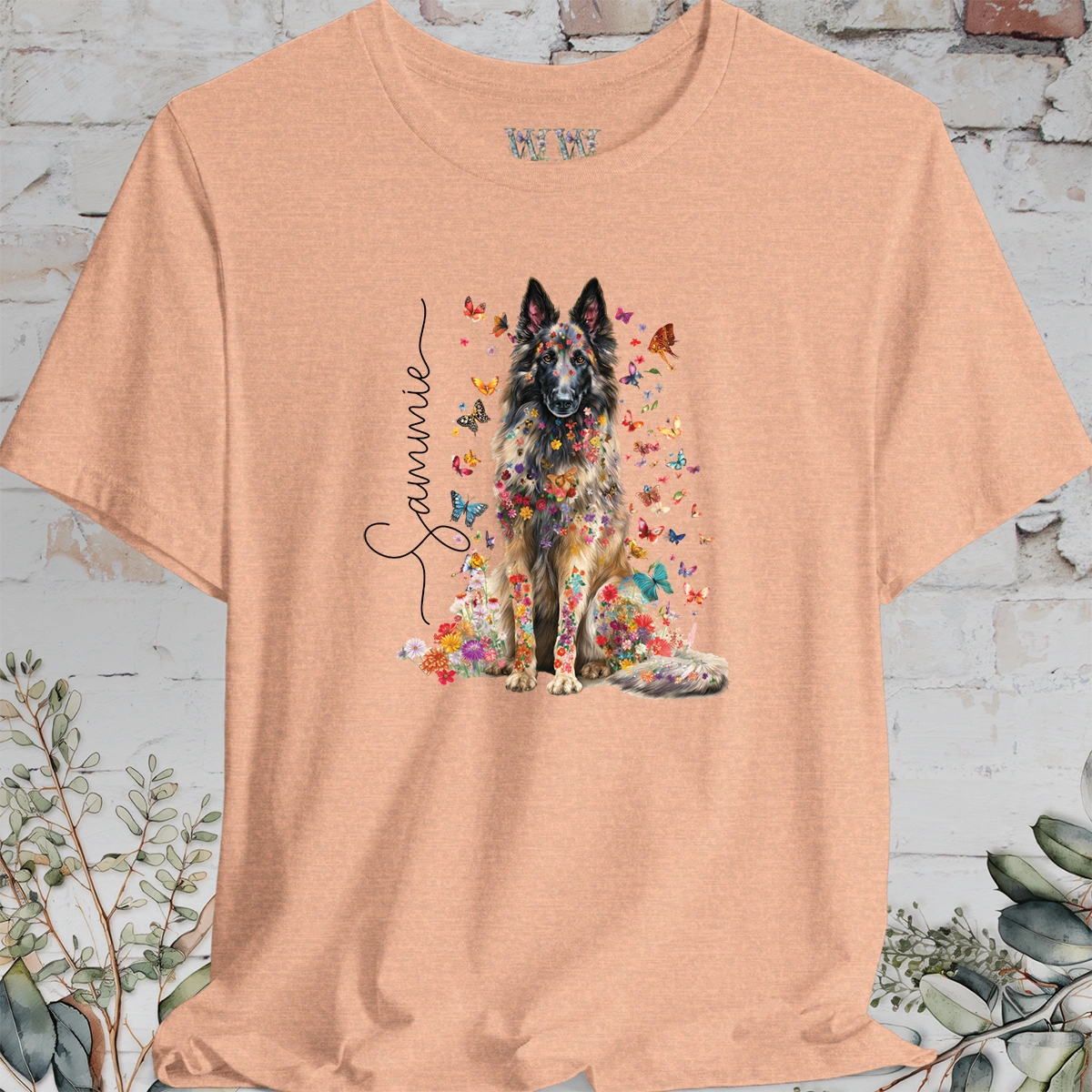 Belgian Tervuren #2 Floral Personalized T shirt
