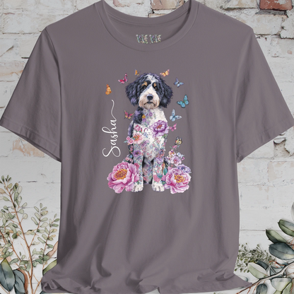 Bernedoodle Peony Butterfly T shirt