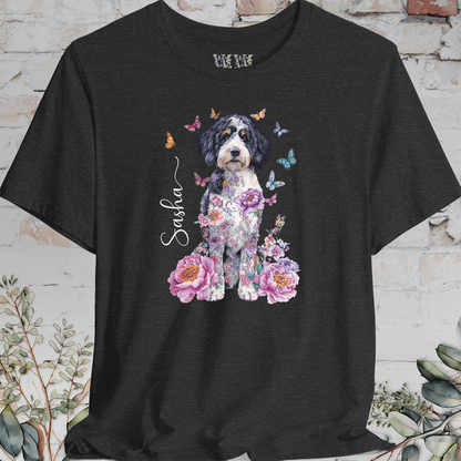 Bernedoodle Peony Butterfly T shirt