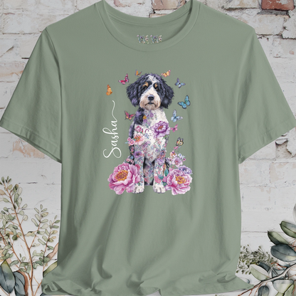 Bernedoodle Peony Butterfly T shirt