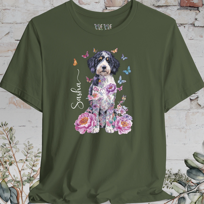 Bernedoodle Peony Butterfly T shirt
