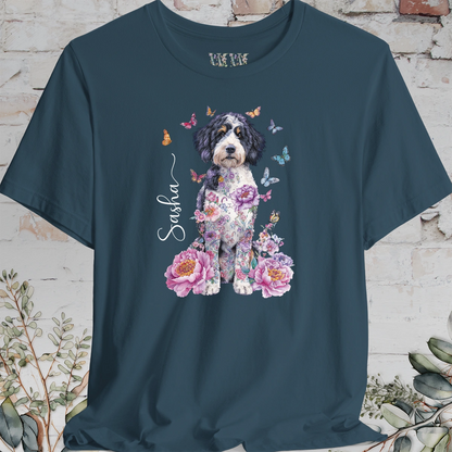 Bernedoodle Peony Butterfly T shirt