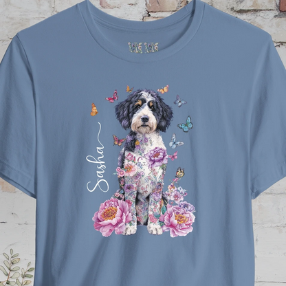 Bernedoodle Peony Butterfly T shirt