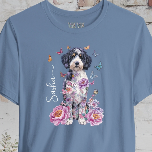 Bernedoodle Peony Butterfly T shirt