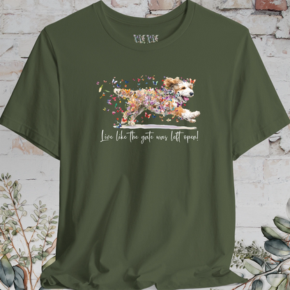 Bernedoodle #2 "Live like the gate was left open"  T shirt