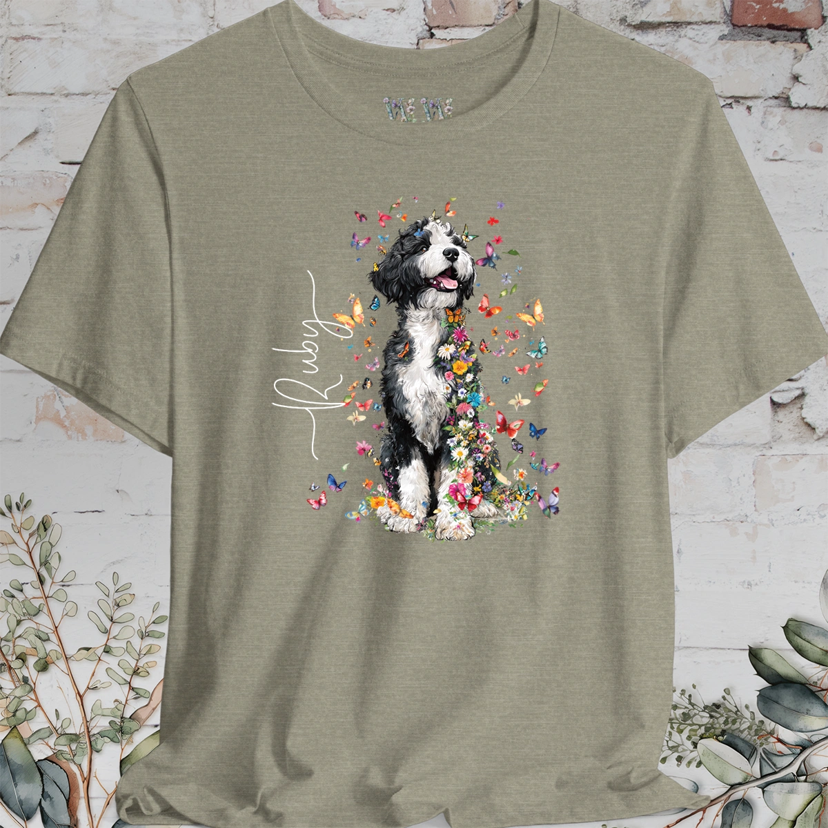 Bernedoodle #3 Floral Butterfly T shirt