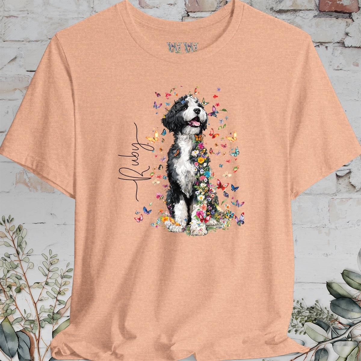 Bernedoodle #3 Floral Butterfly T shirt