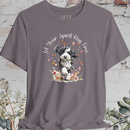 Bernedoodle Autumn/Fall leaves 'Let your spirit run free' T shirt