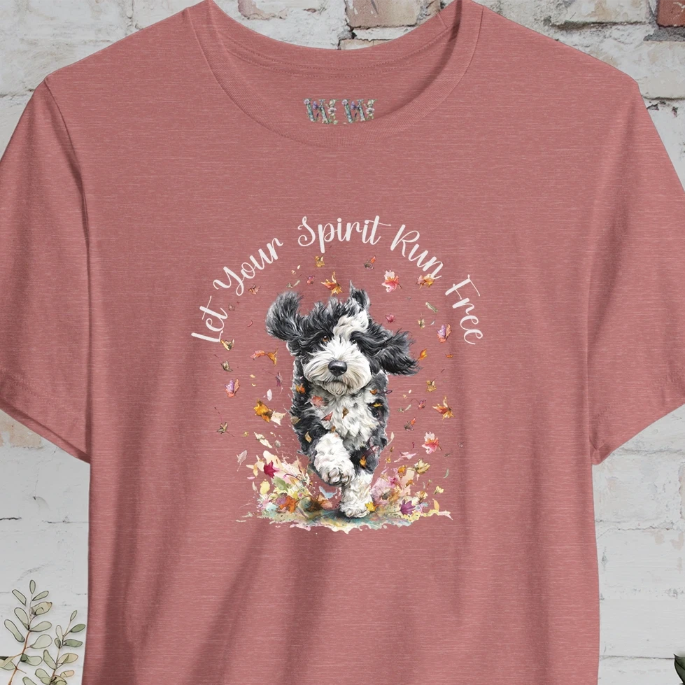 Bernedoodle Autumn/Fall leaves 'Let your spirit run free' T shirt