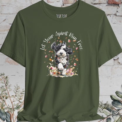 Bernedoodle Autumn/Fall leaves 'Let your spirit run free' T shirt