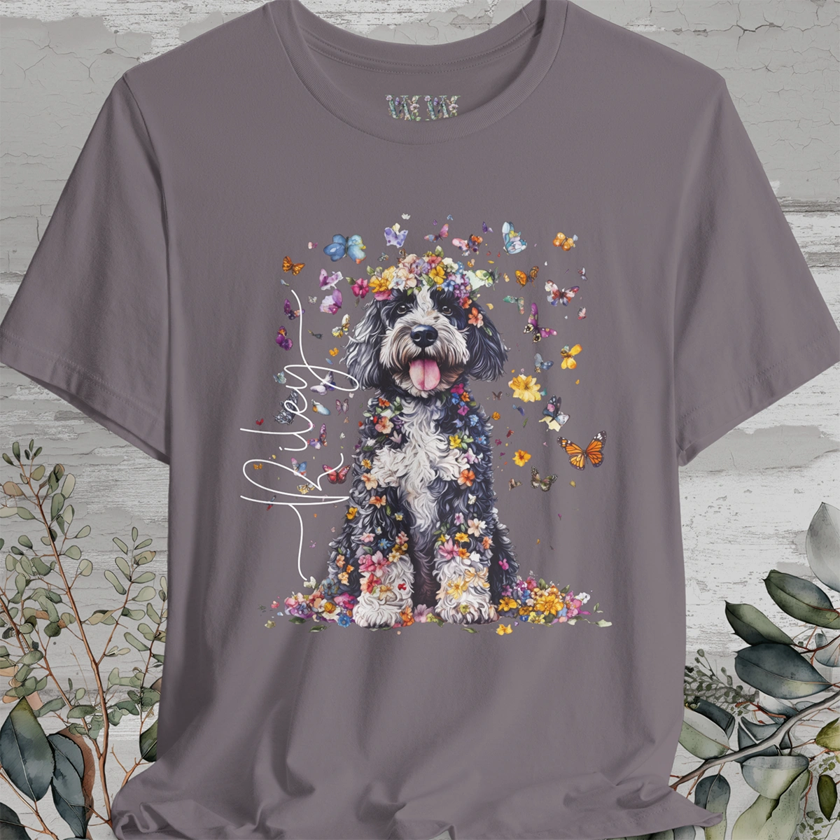 Bernedoodle Floral Personalized T shirt