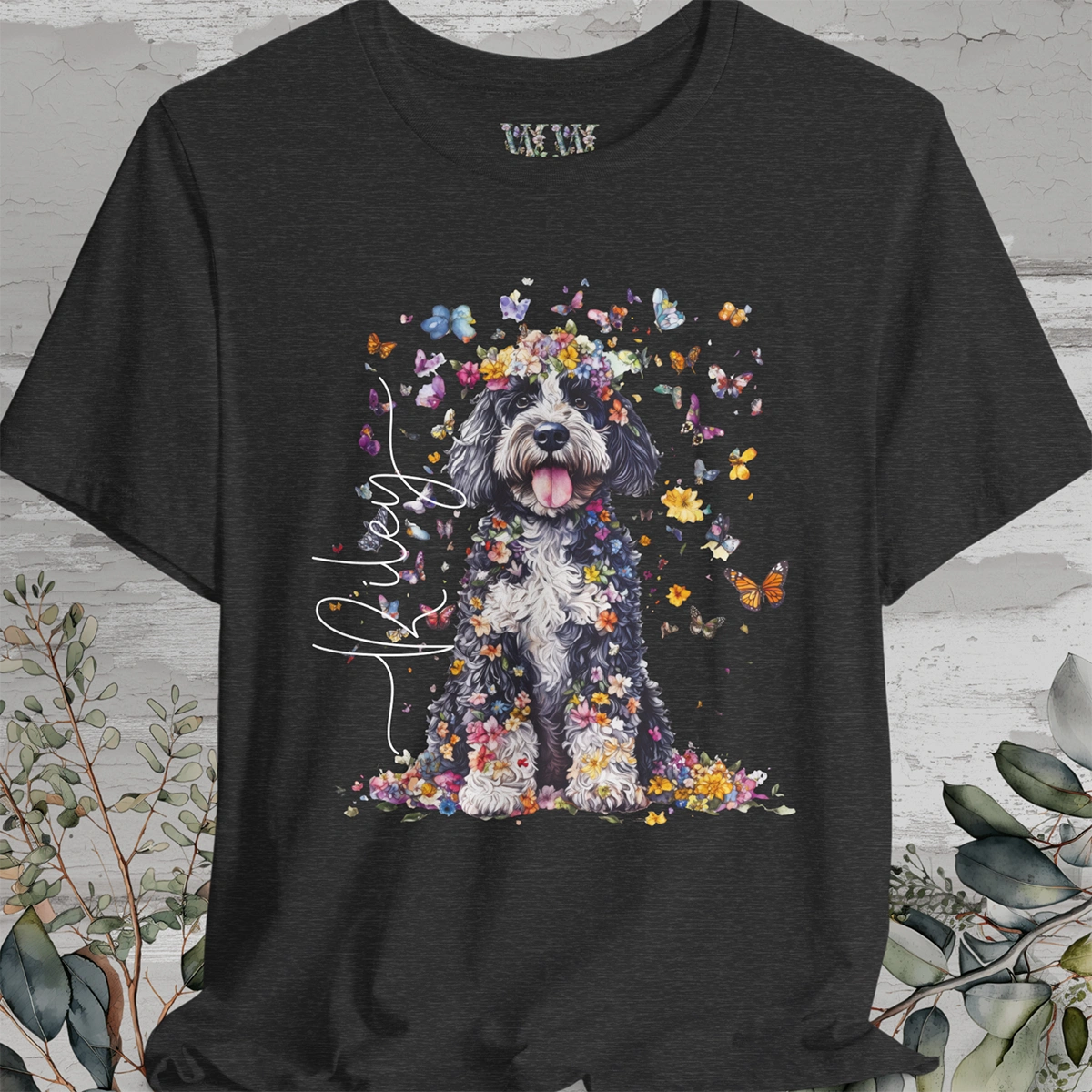 Bernedoodle Floral Personalized T shirt