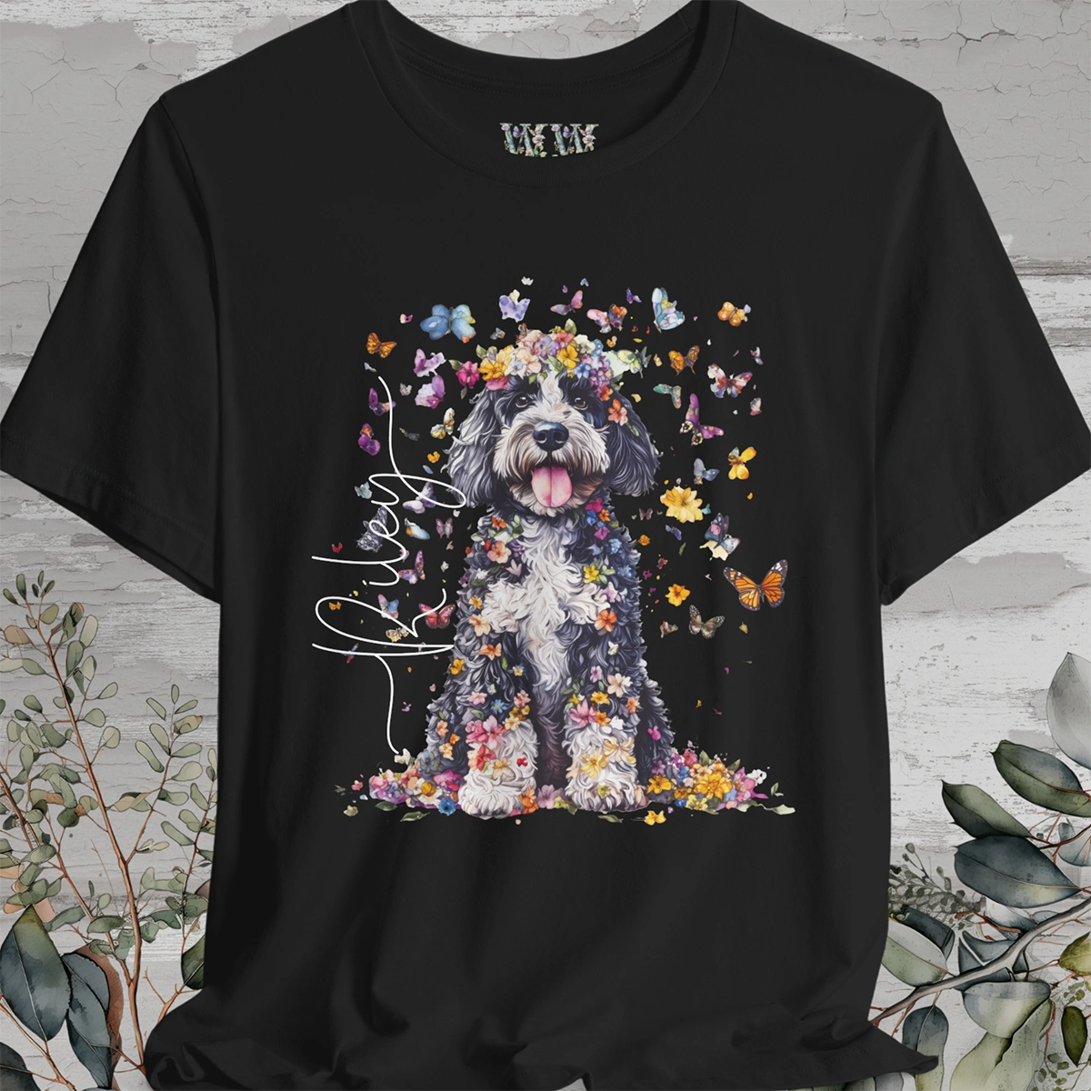 Bernedoodle Floral Personalized T shirt
