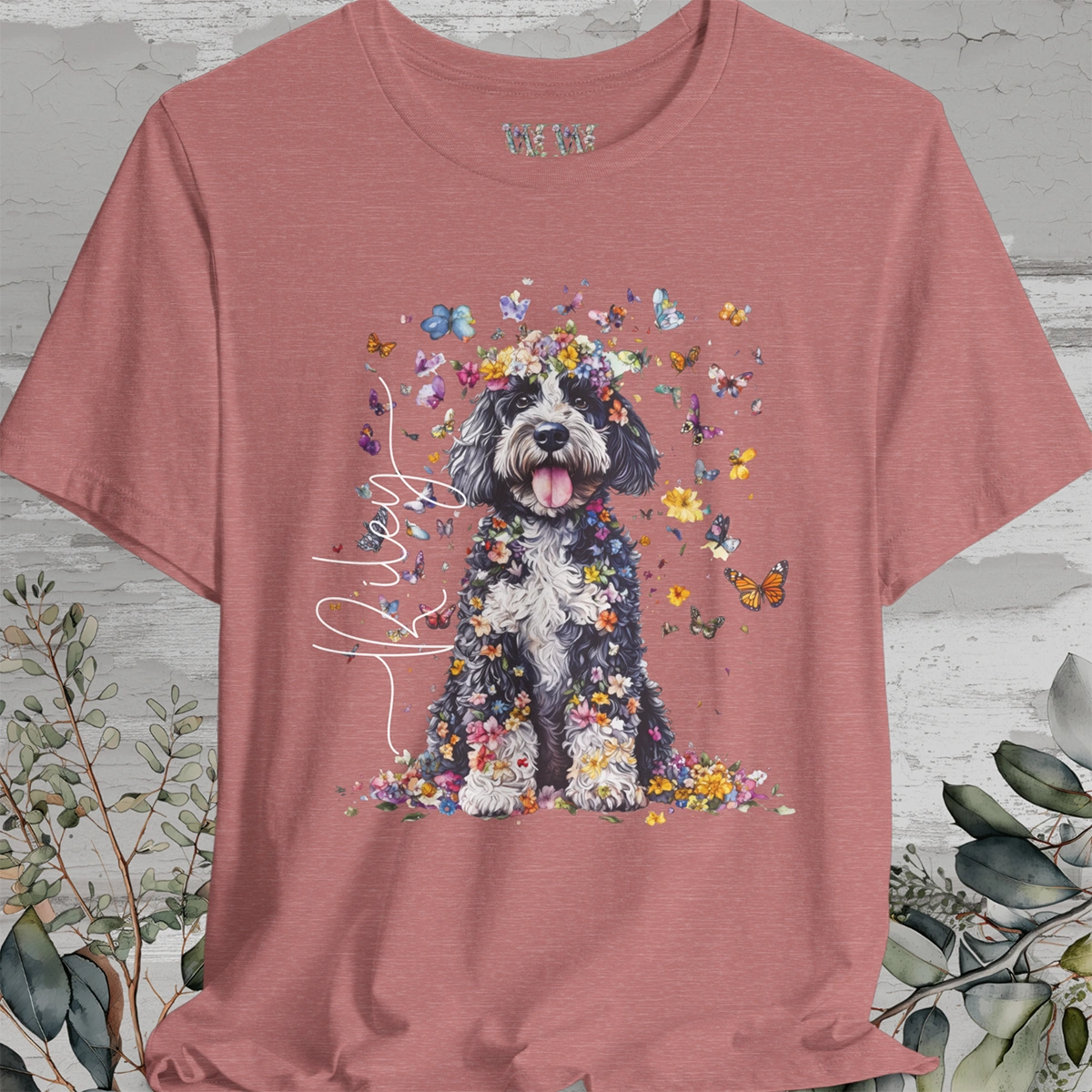 Bernedoodle Floral Personalized T shirt