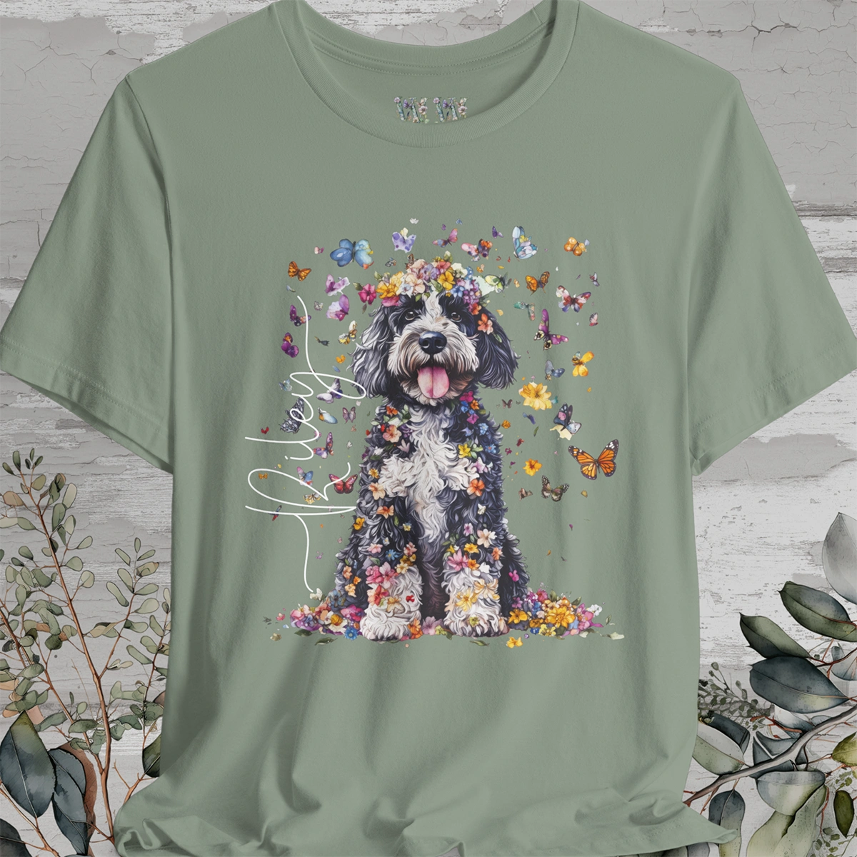 Bernedoodle Floral Personalized T shirt
