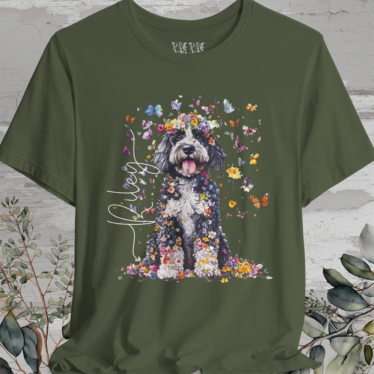 Bernedoodle Floral Personalized T shirt