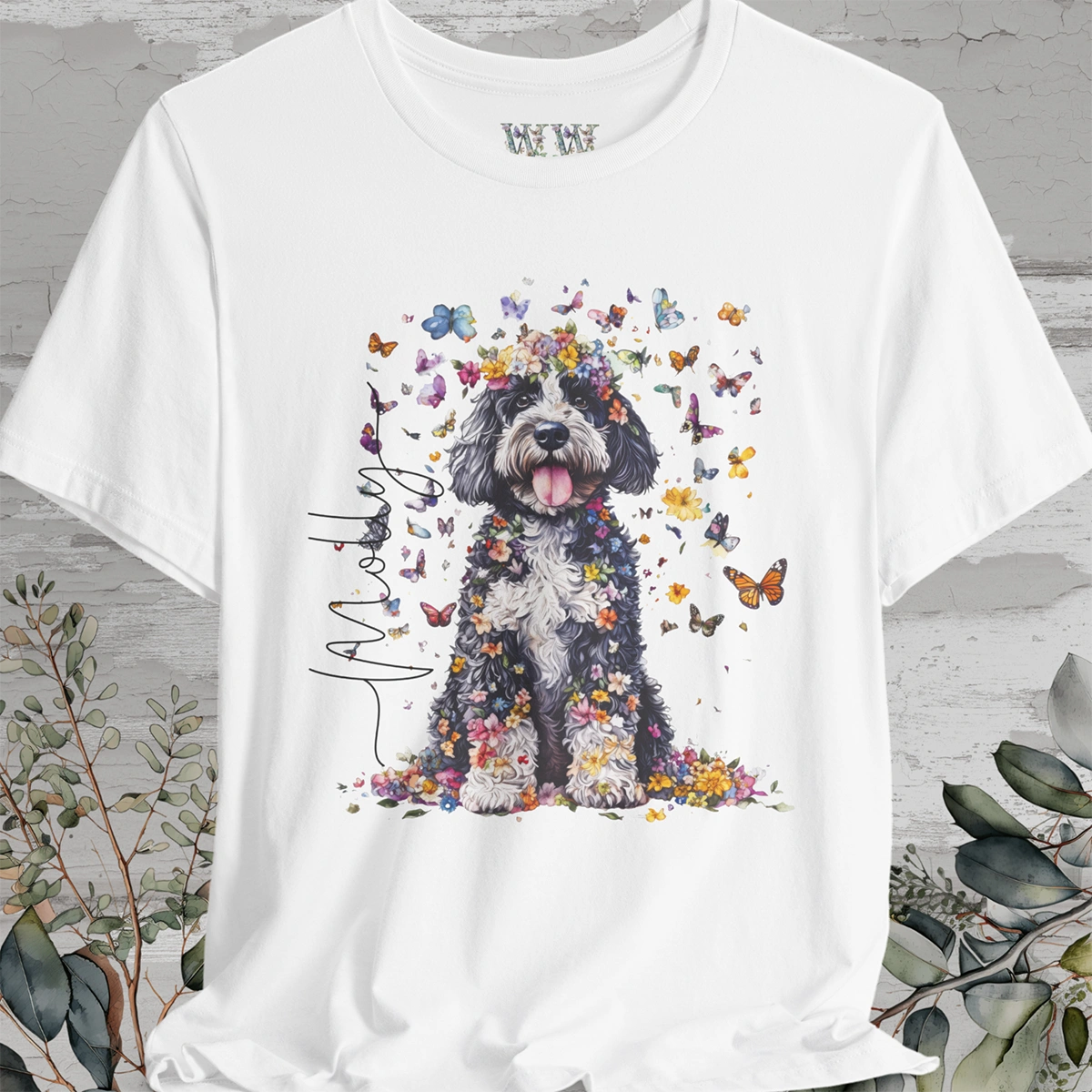 Bernedoodle Floral Personalized T shirt