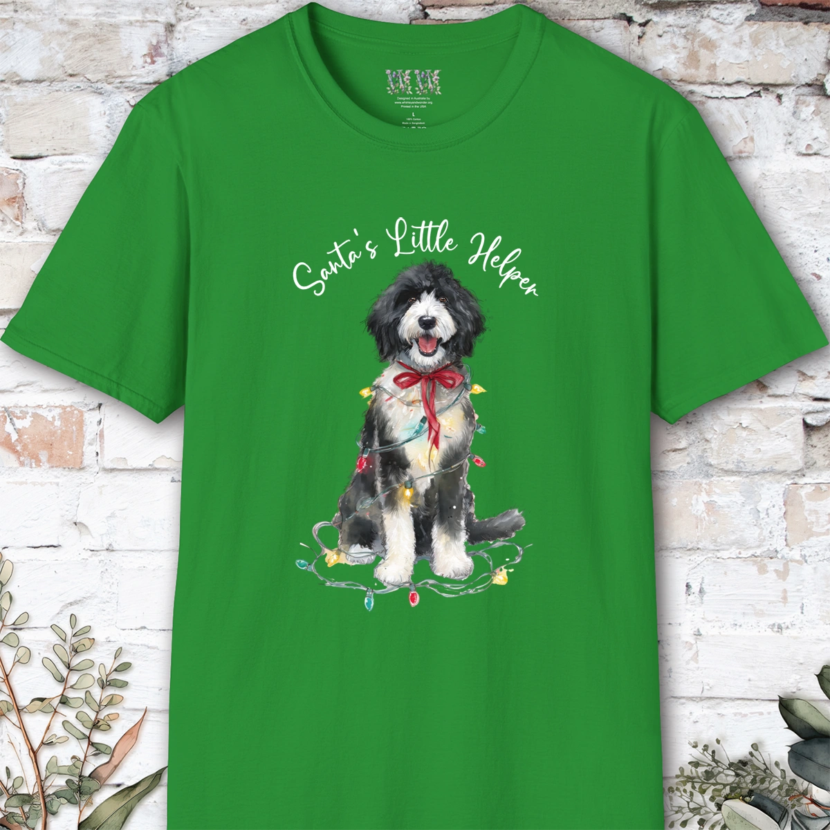 Bernadoodle Santa's little helper. unisex T shirt
