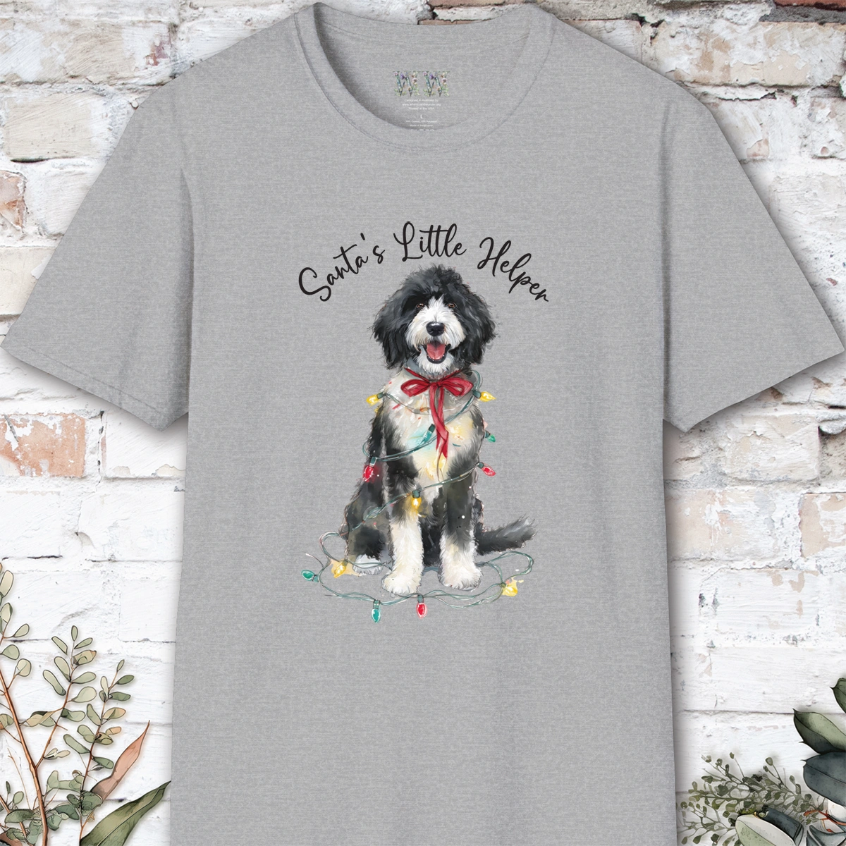 Bernadoodle Santa's little helper. unisex T shirt