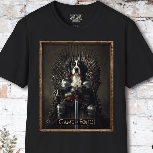 Bernese Mountain Dog Game of Bones, Unisex T shirt