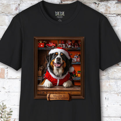Bernese Mountain Dog Santa's Workshop Unisex T shirt